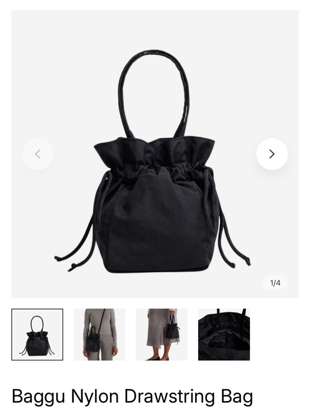 BAGGU Black Drawstring Mini Tote